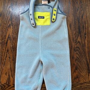 Patagonia Kids Fleece Overalls in Gray and Yellow